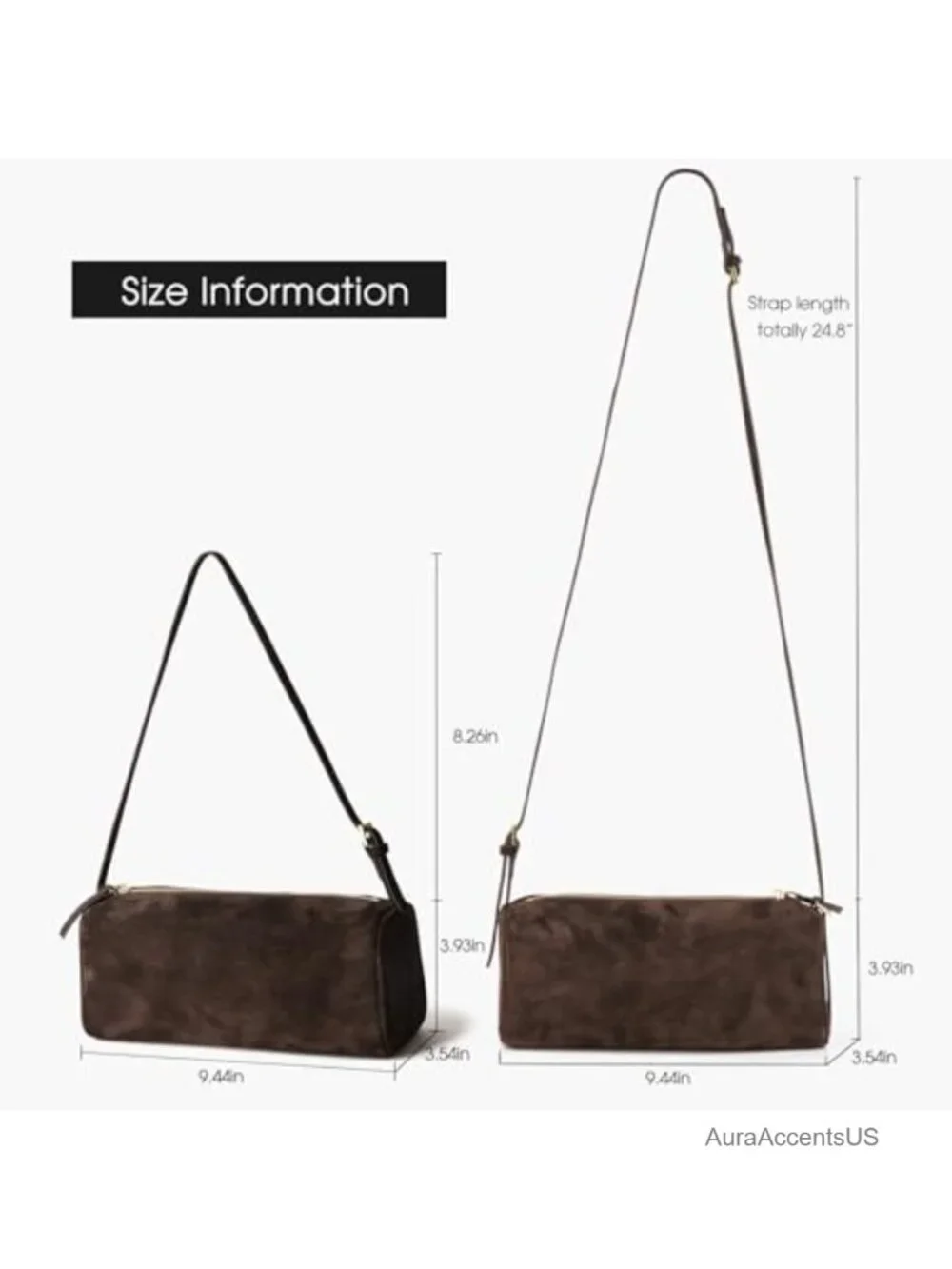 Suede Leather Crossbody Barrel Bag Hobo Shoulder Purse